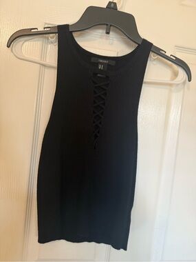 Forever 21 Black Ribbed Lace-Up Tank